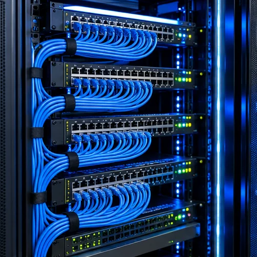 Illustration of Labeled cabling & patch panels